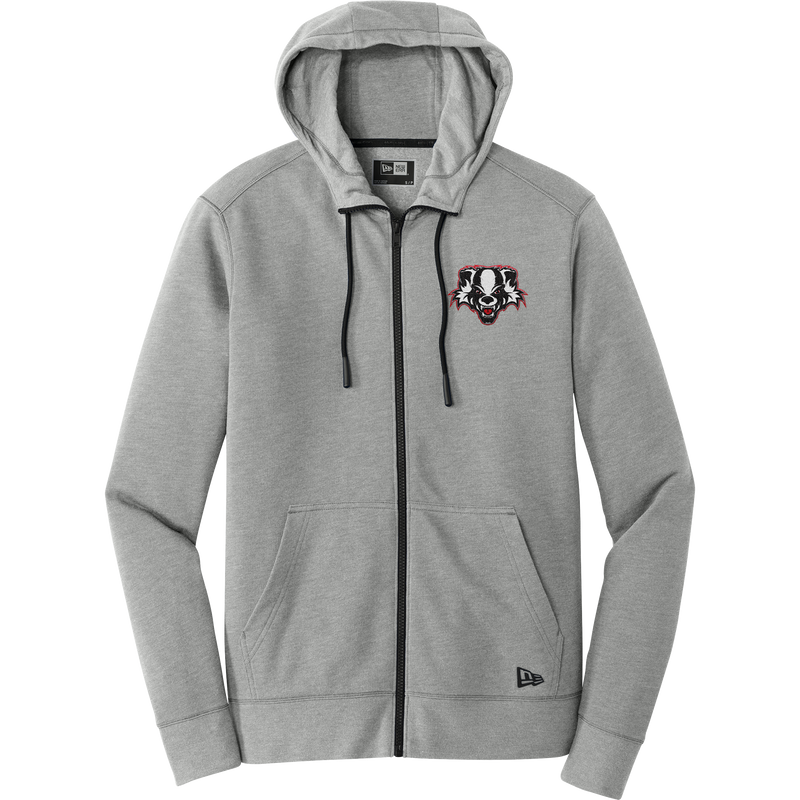Scary Badgers New Era Tri-Blend Fleece Full-Zip Hoodie